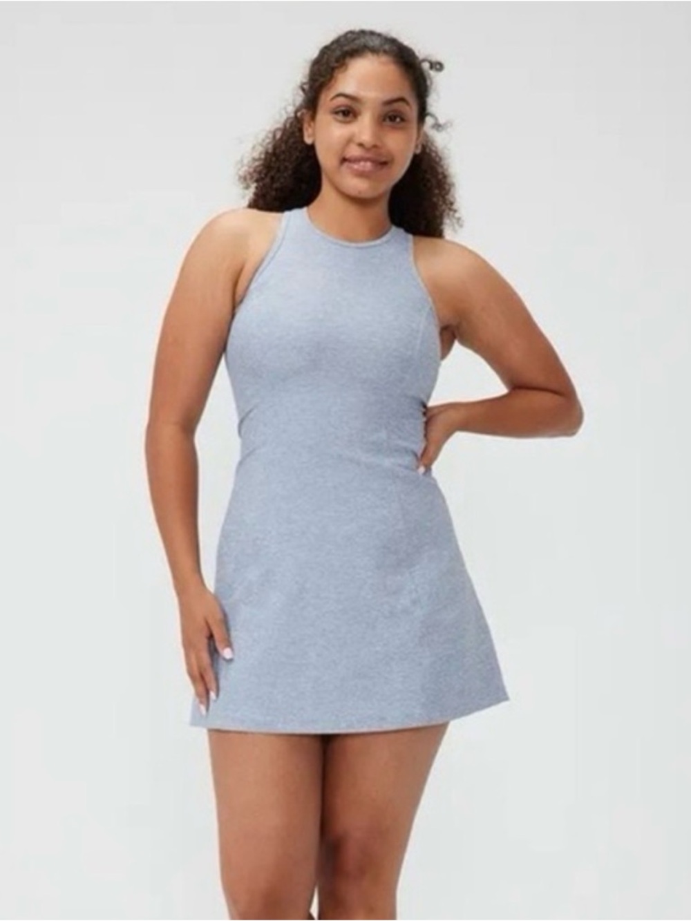 Outdoor Voices Heather Light Blue Athena Exercise Mini Dress